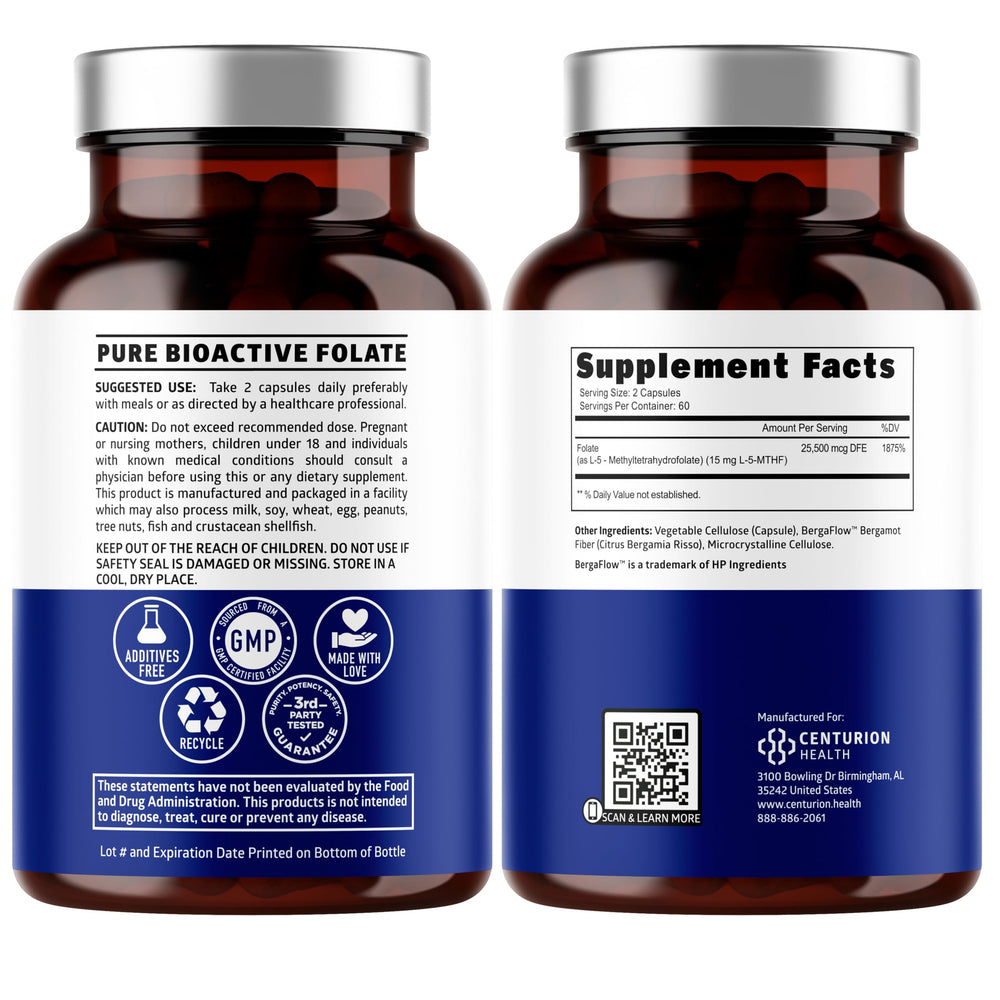 Close-up of the L-Methylfolate label highlighting 12.75mg dosage