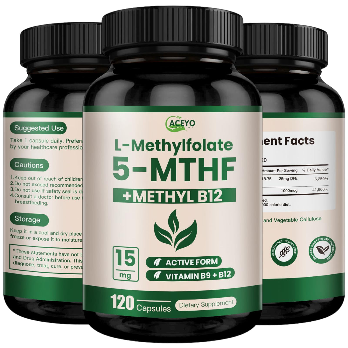 L-Methylfolate 15mg bottle with 120 capsules