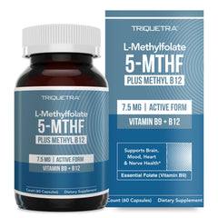 Bottle of L Methylfolate 7.5 mg + Methyl B12 capsules (60 capsules)