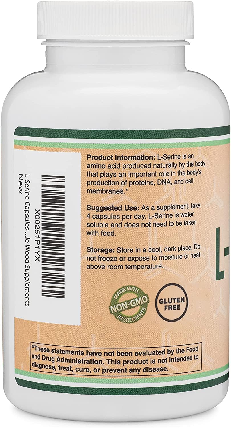 Third-party testing seal on L-Serine bottle
