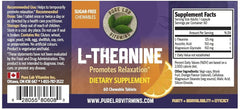 Sugar-free L-Theanine 125 mg labeling on bottle