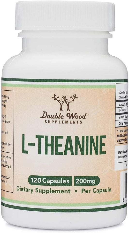 Double Wood L-Theanine 200mg Double Strength bottle with 120 capsules