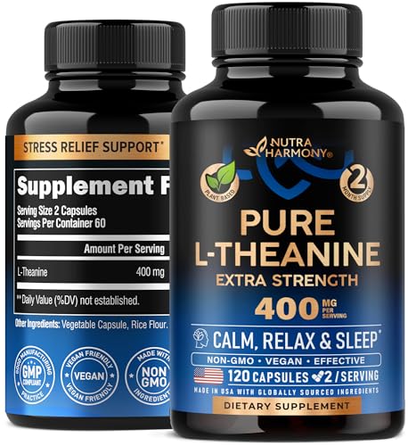 L-Theanine 400 mg bottle, made in USA