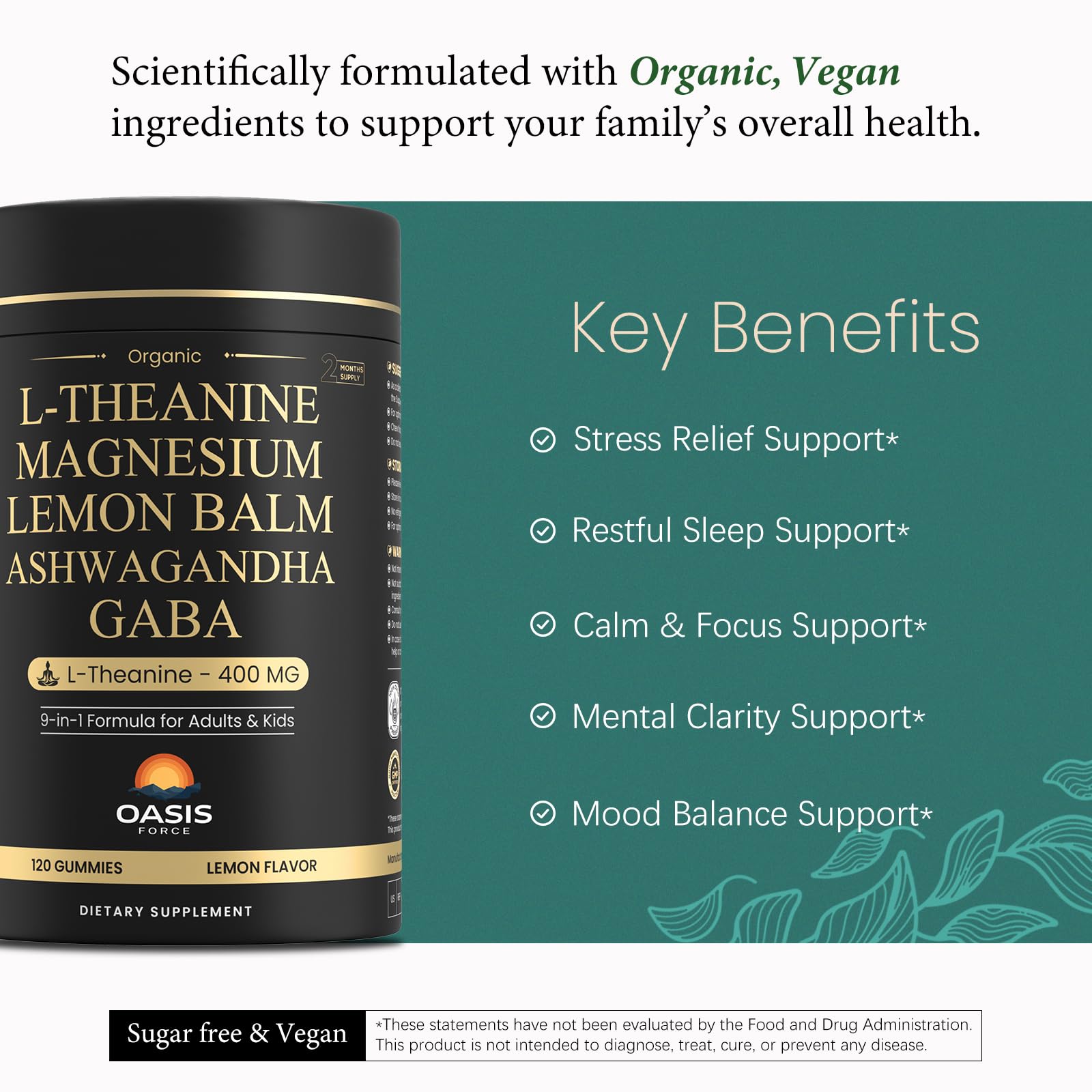 Ingredients blend graphic highlighting GABA, Magnesium Glycinate and botanicals