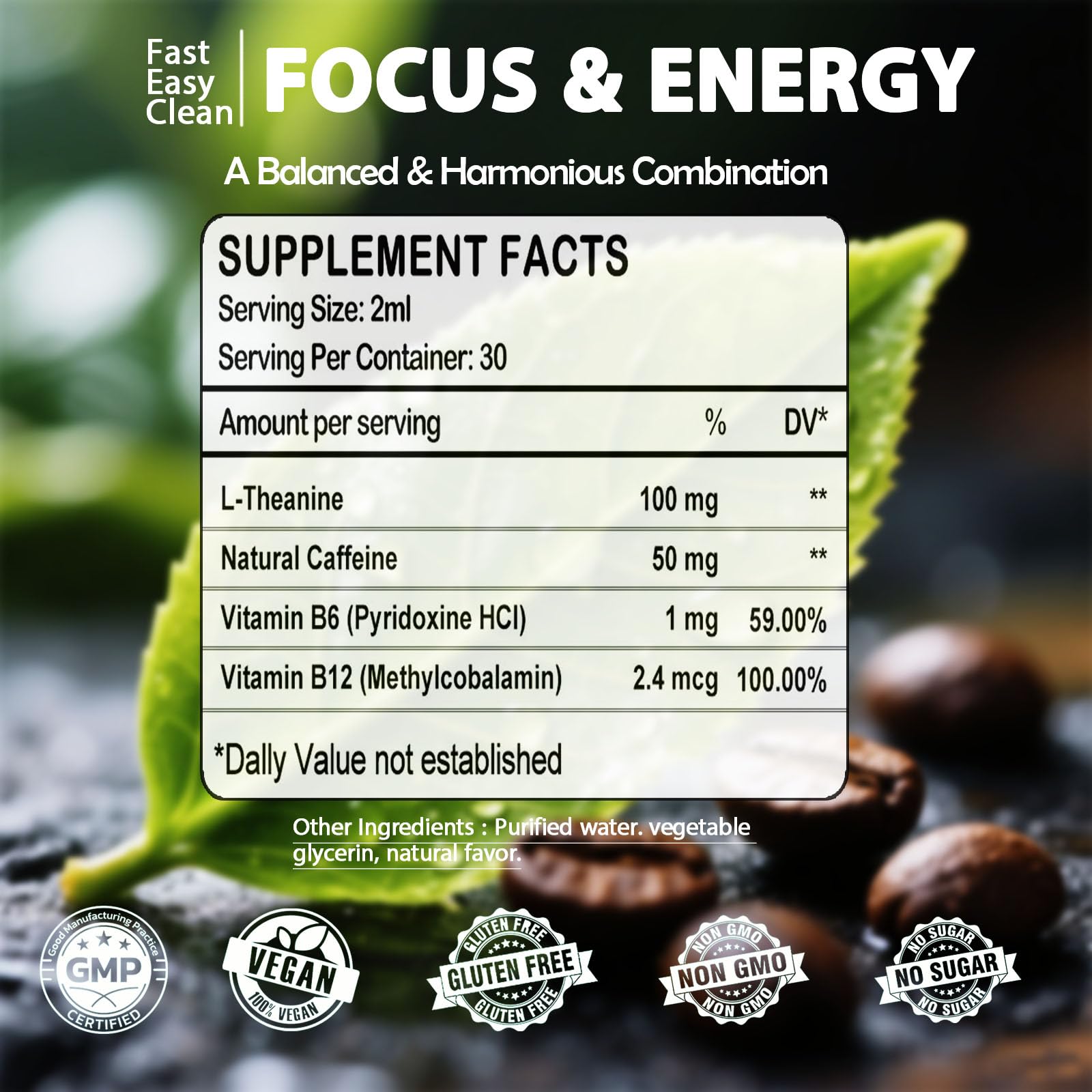 Close-up of sublingual dropper releasing liquid energy