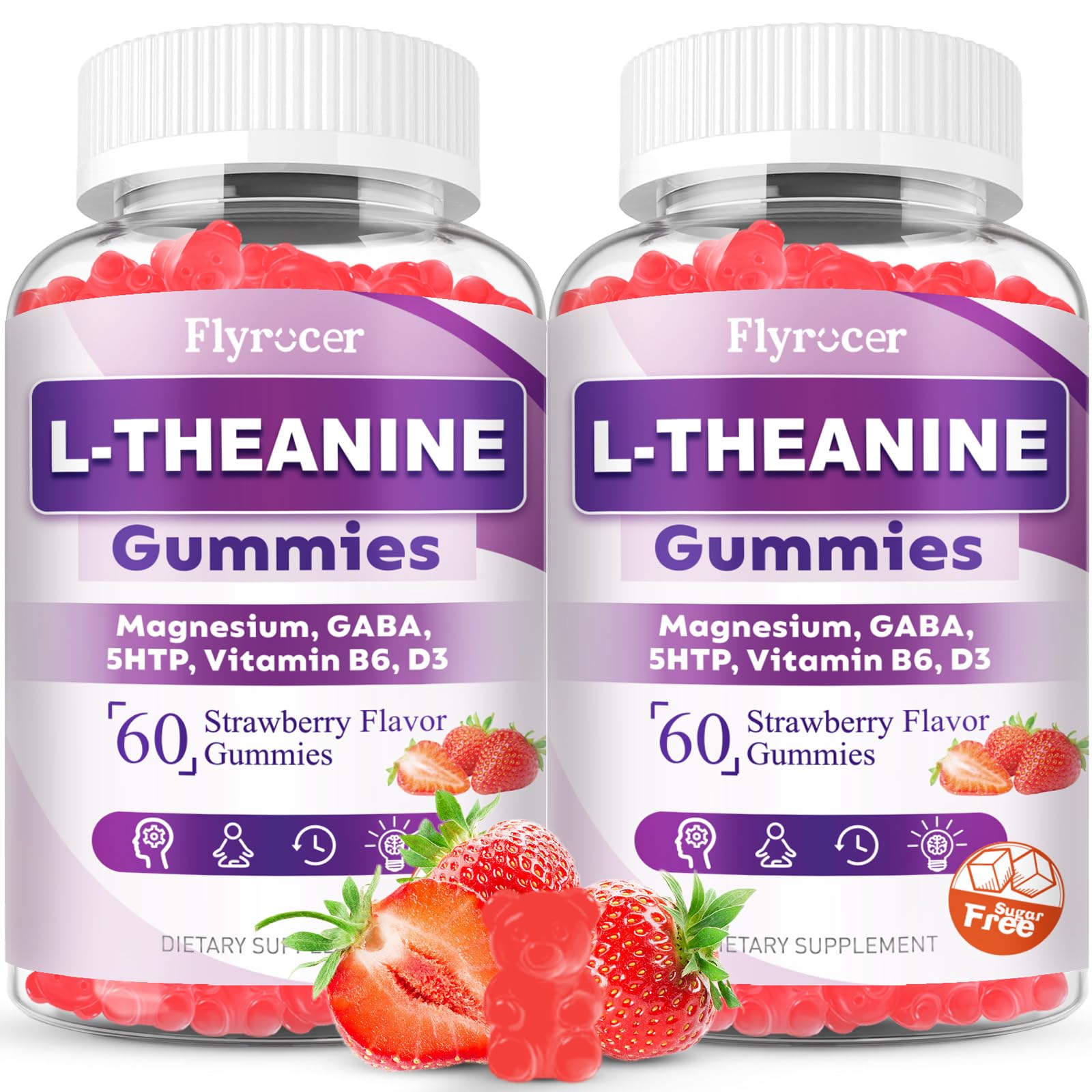 Front view of two-pack L-Theanine Gummies bottle