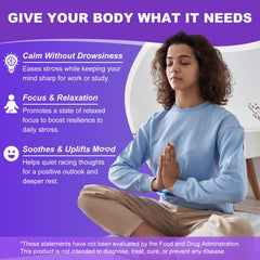 Ingredients list including L-Theanine, GABA, Ashwagandha and 5-HTP