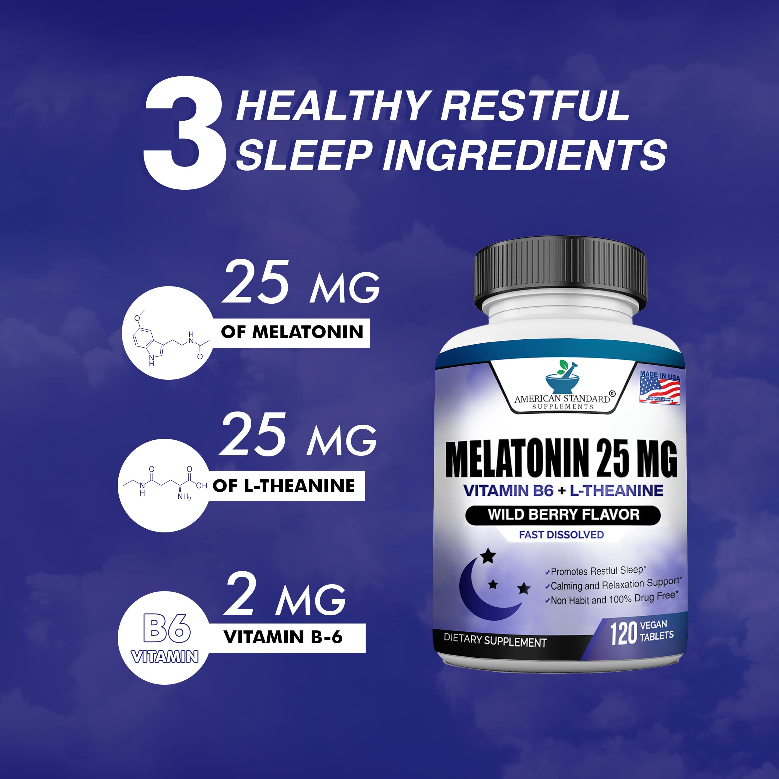 L-Theanine and Vitamin B6 included with melatonin chewables