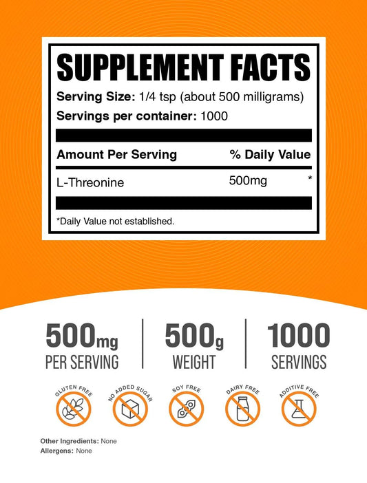 L-Threonine powder serving size information for shakes