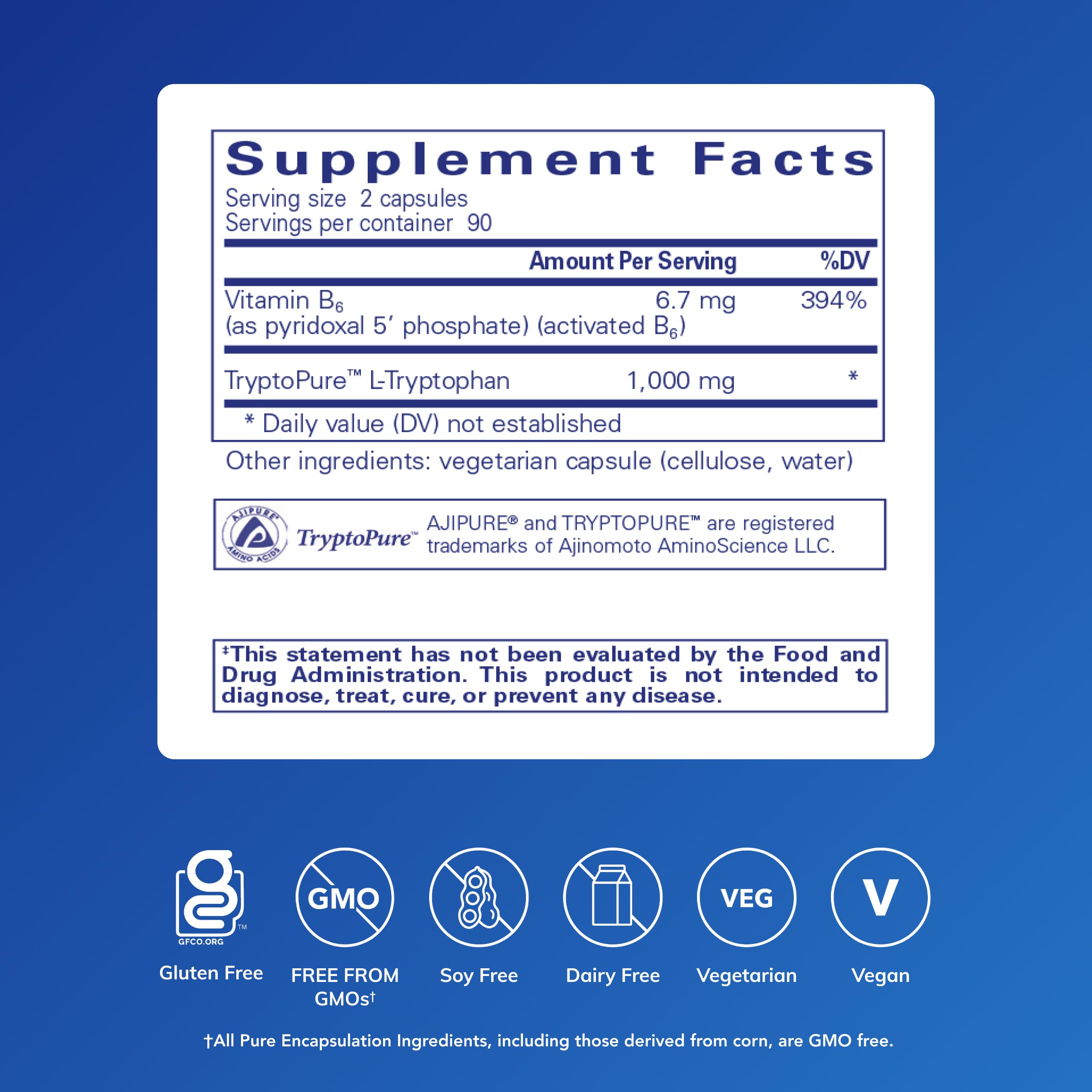L-Tryptophan bottle highlighting sleep support