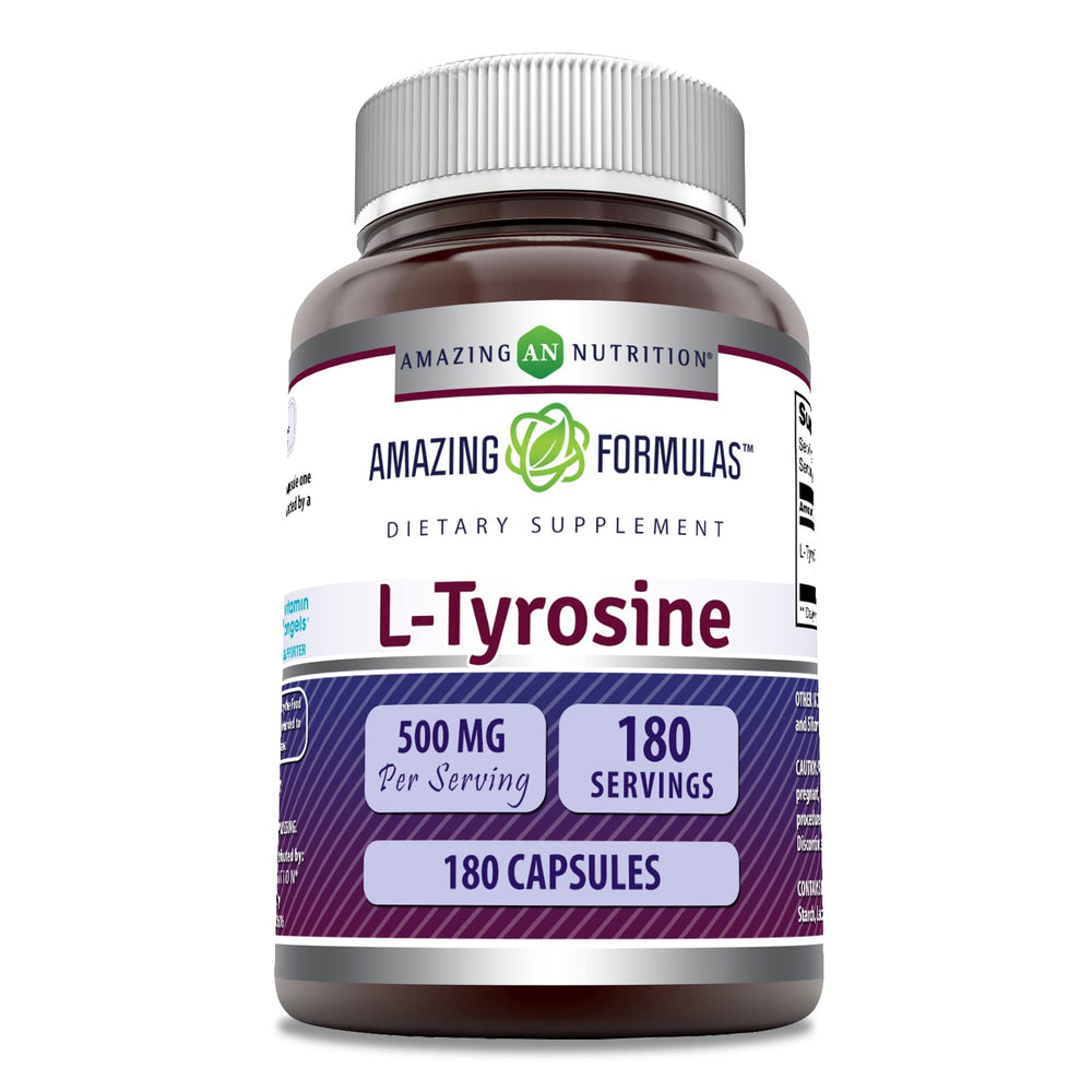 Bottle of Amazing Formulas L-Tyrosine 500mg 180 capsules