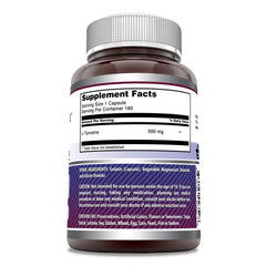 Nutrition facts label for L-Tyrosine bottle