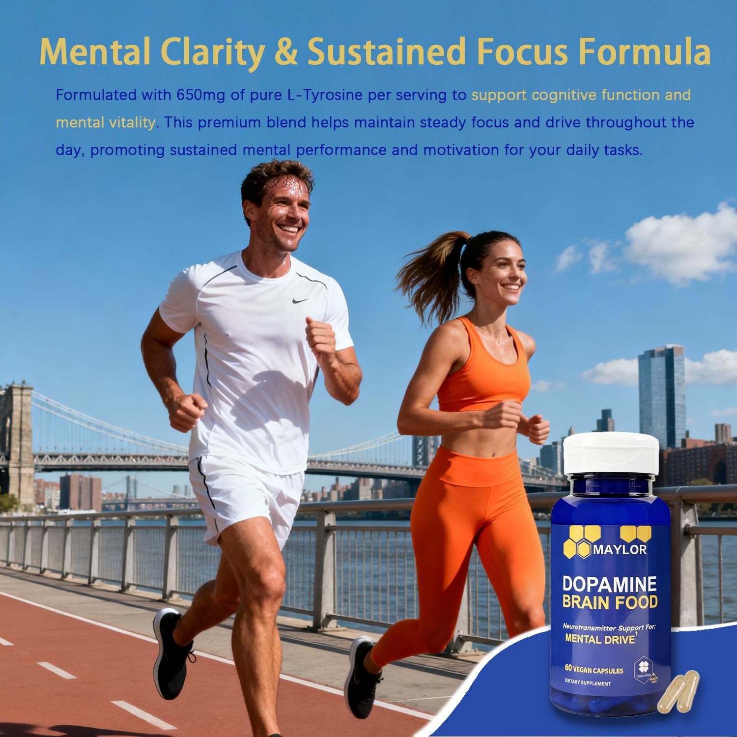 Lifestyle image depicting daily use of brain health supplement.