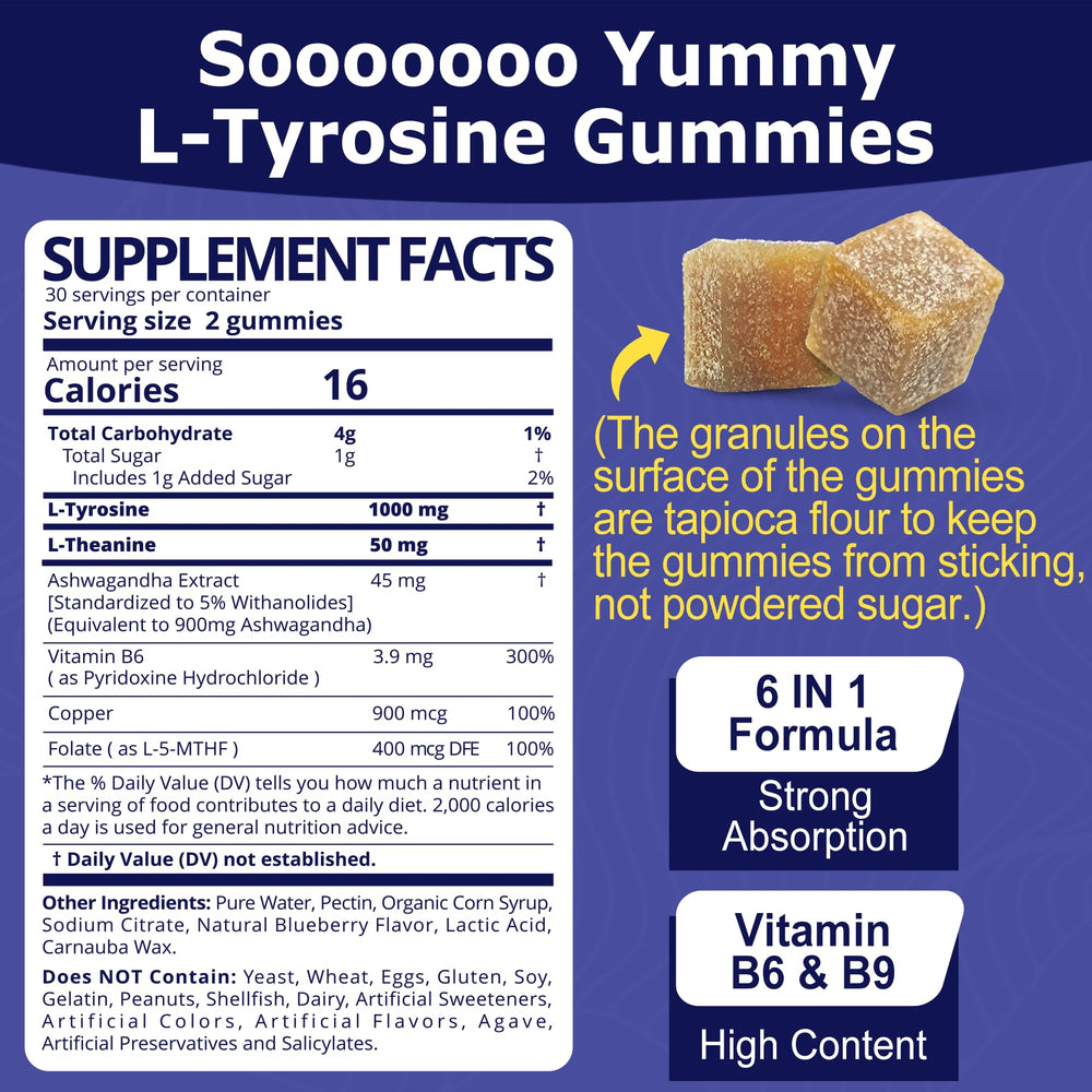 Illustration of L Tyrosine, Ashwagandha and L-Theanine ingredients