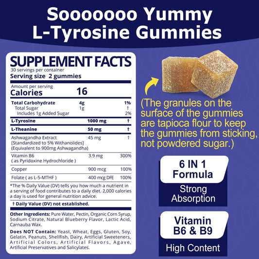 Illustration of L Tyrosine, Ashwagandha and L-Theanine ingredients