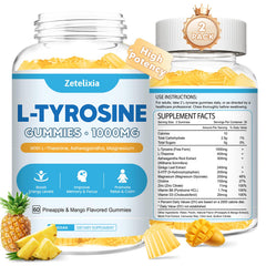 L Tyrosine Gummies bottle with Pineapple & Mango flavor