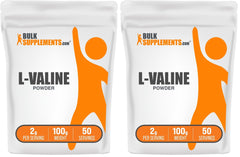 Front view of L-Valine powder packaging showing 2 g serving label