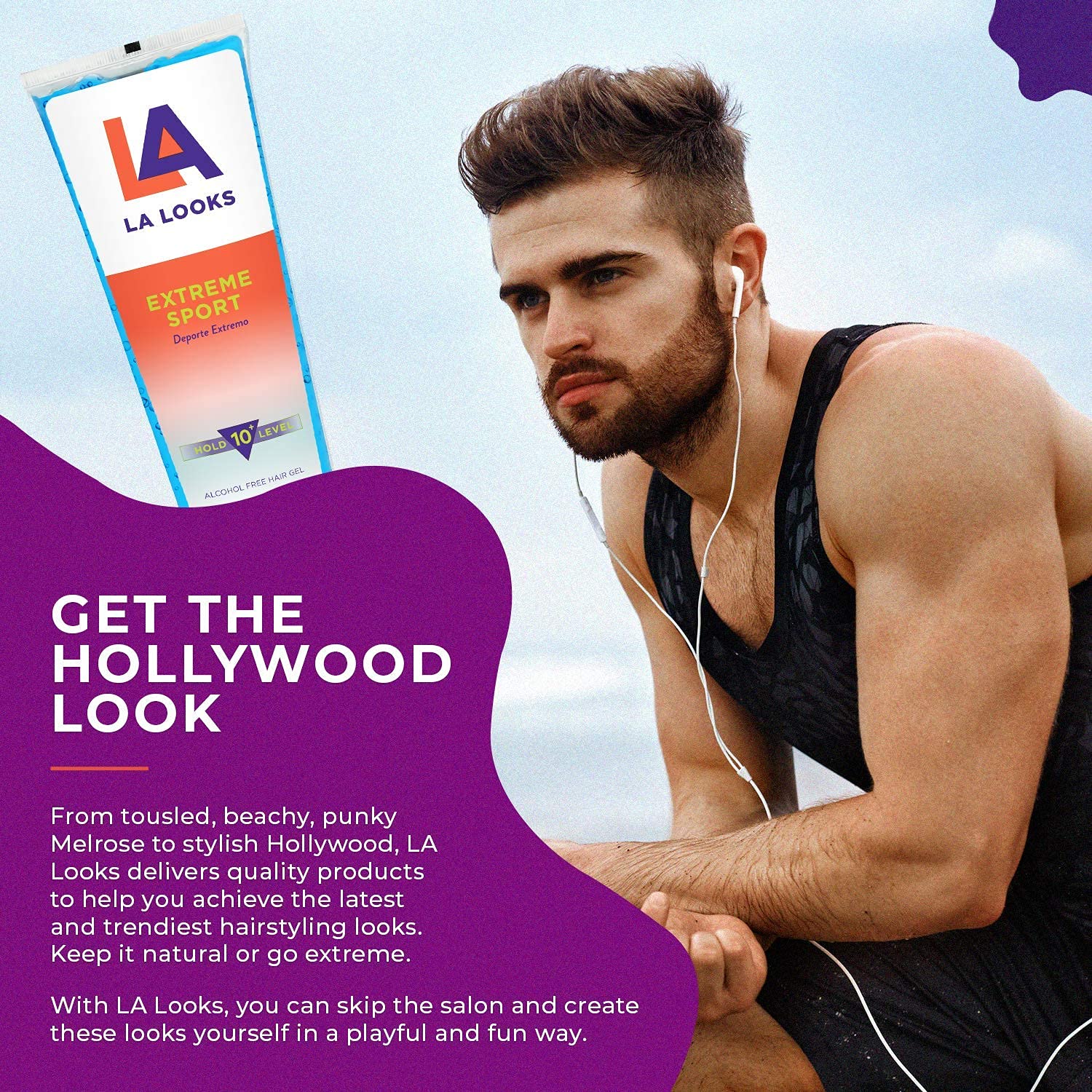 L.A. Looks Humidity-Proof Gel usage shot; keeps hairstyle through sweat and heat