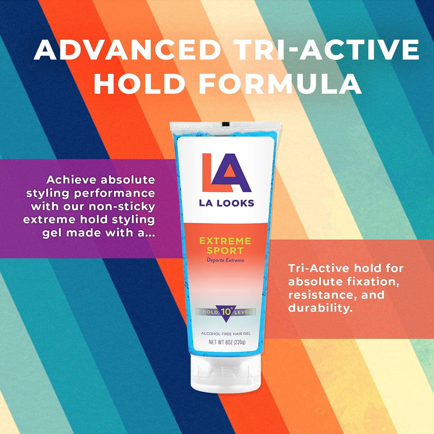 L.A. Looks Tri-Active Hold graphic; durable fixation for all-day style