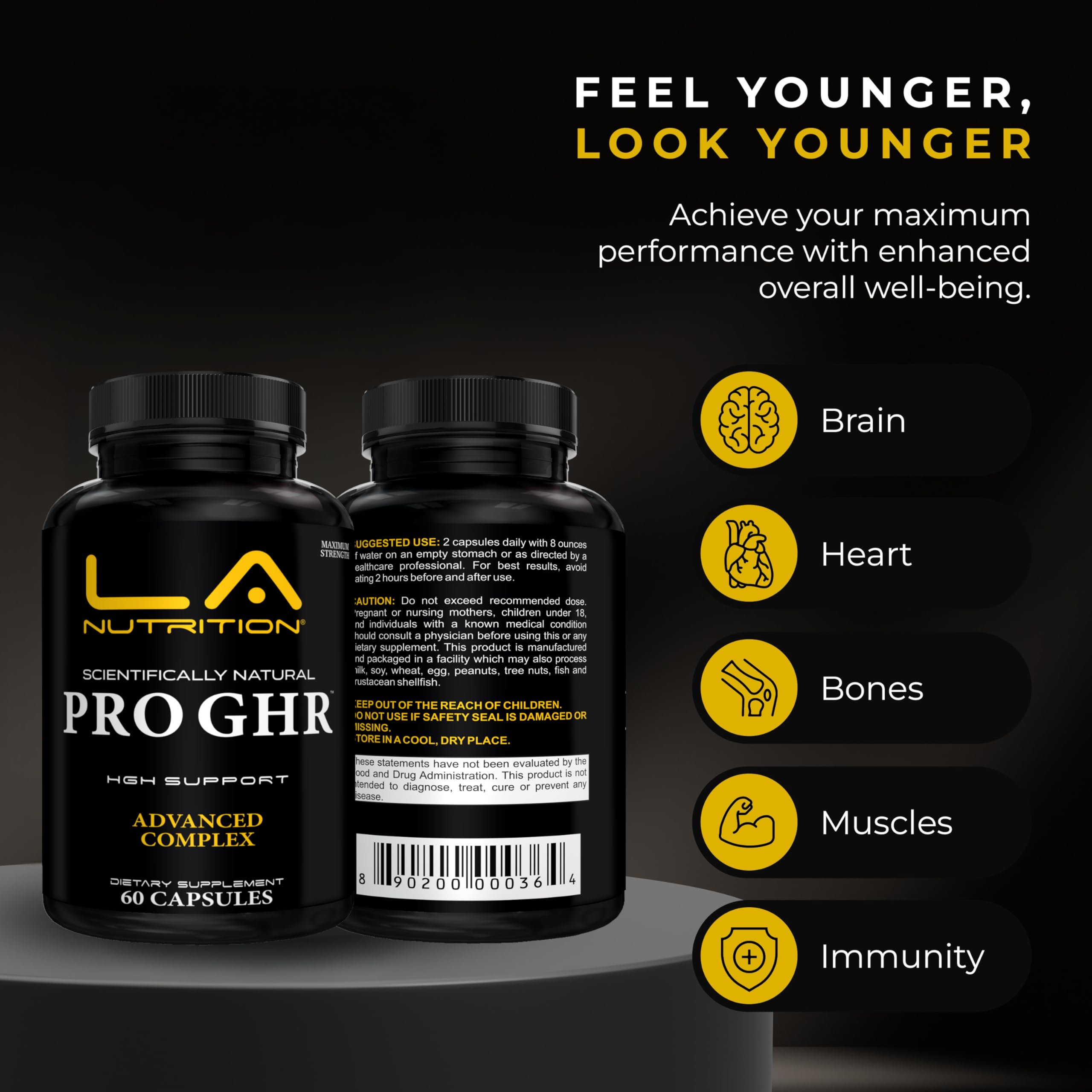 Close-up of HGH supplement label showing amino acids