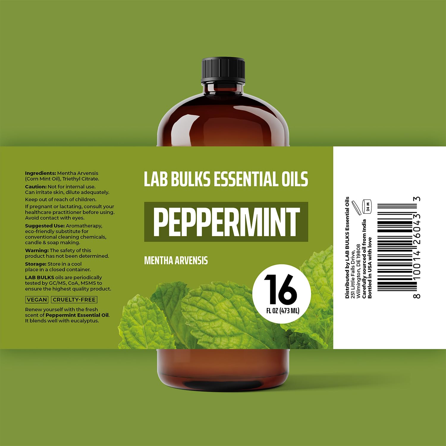 Peppermint essential oil 16 oz bottle for home cleaning