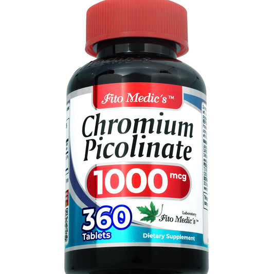 Close-up of Chromium Picolinate 1000mcg label on bottle