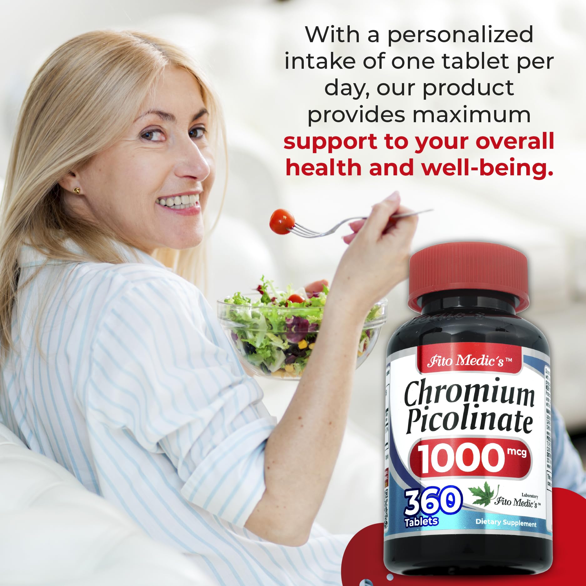 Chromium Picolinate 1000mcg tablets shown with packaging