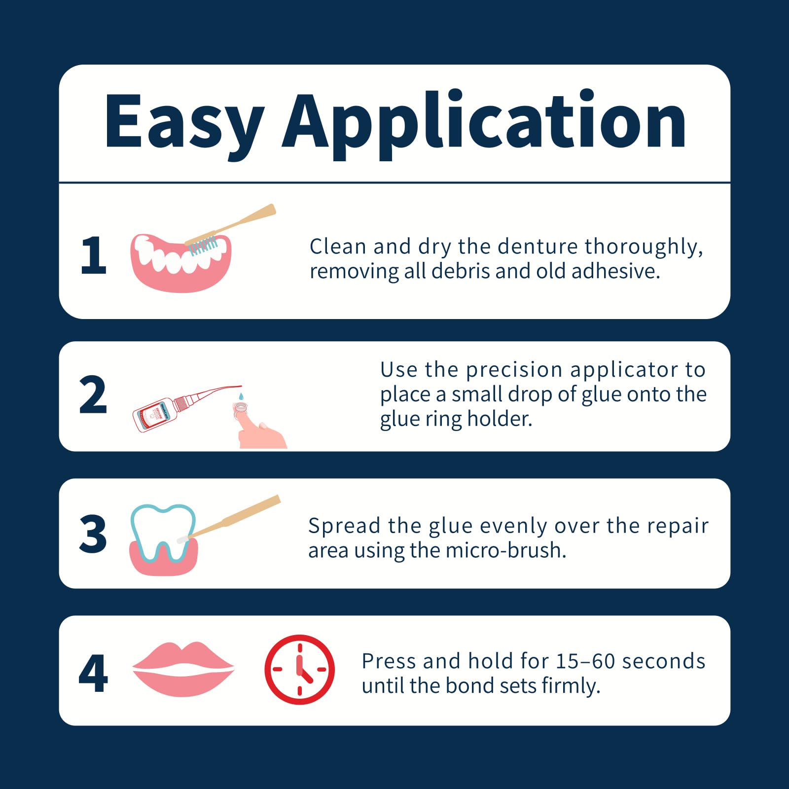 Dental lab setup with denture repair glue kit