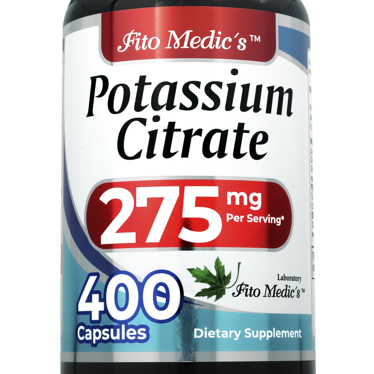 Lab Potassium Citrate bottle with 400 capsules and 275 mg per capsule