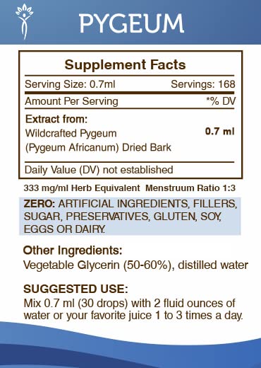 Lab-tested purity seal on Pygeum tincture bottle