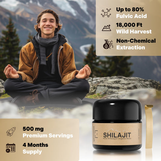 Lab-tested purity badge on Shilajit Resin 60g packaging