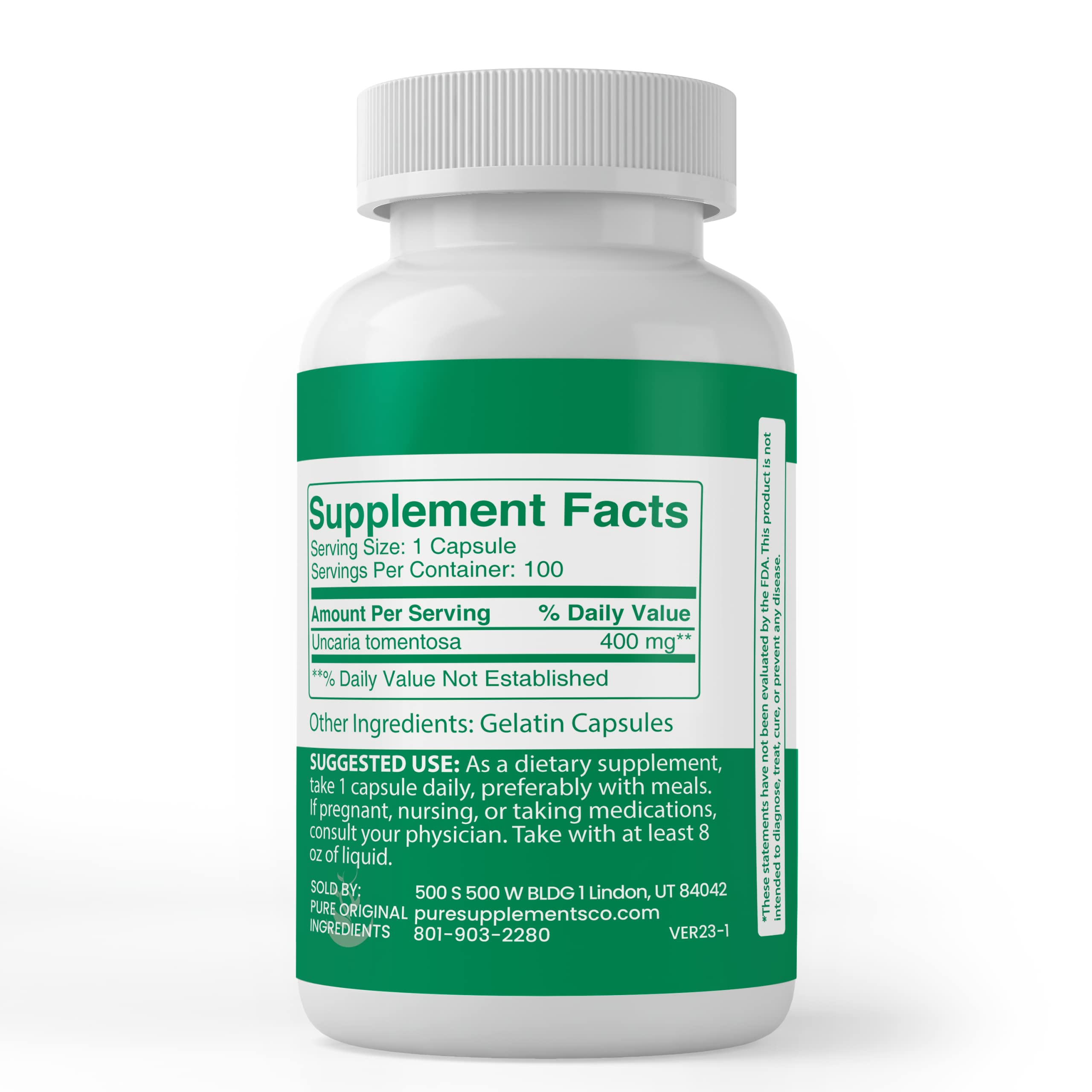 Lab verified Cat's Claw Bark capsules