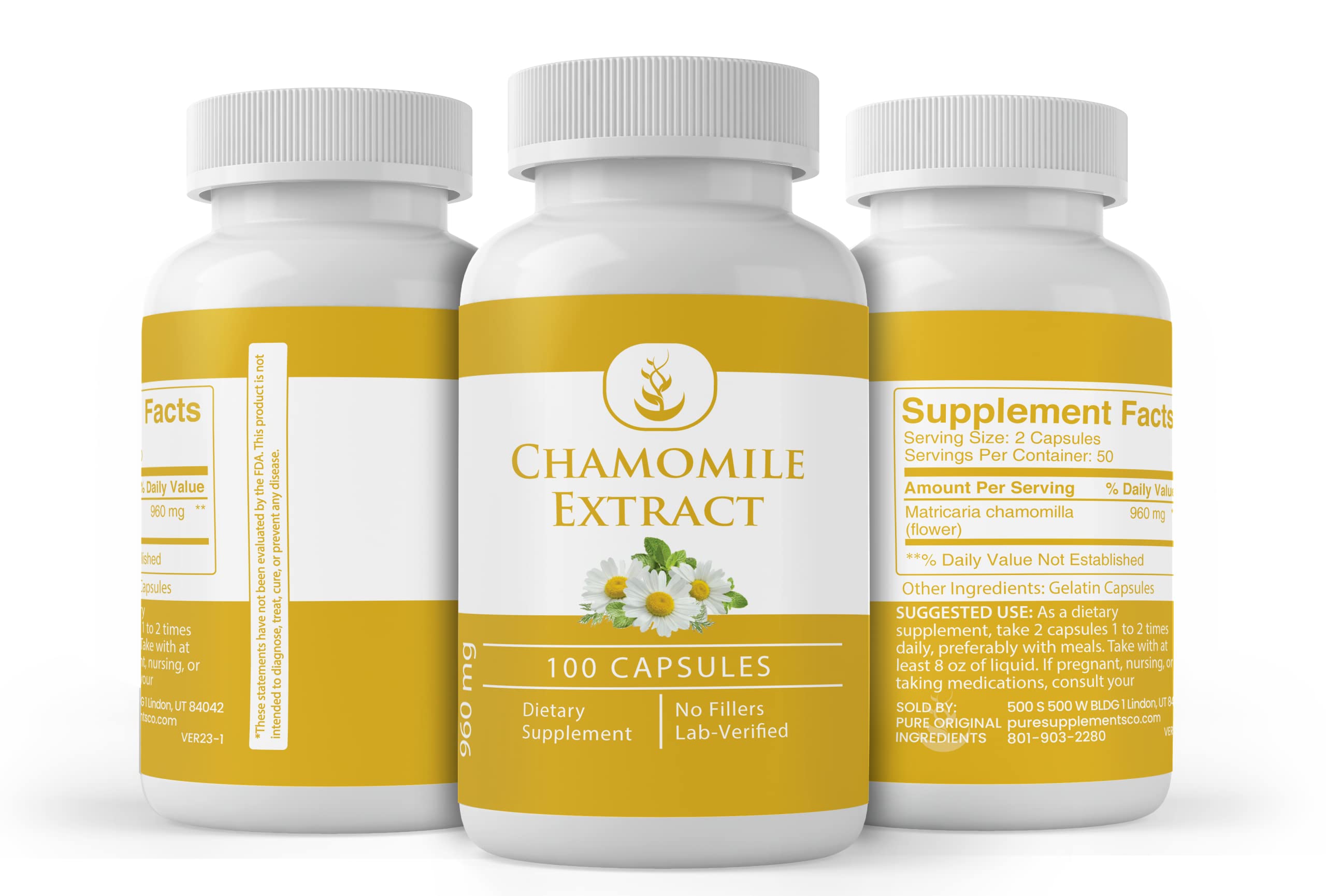 Lab-verified chamomile extract bottle
