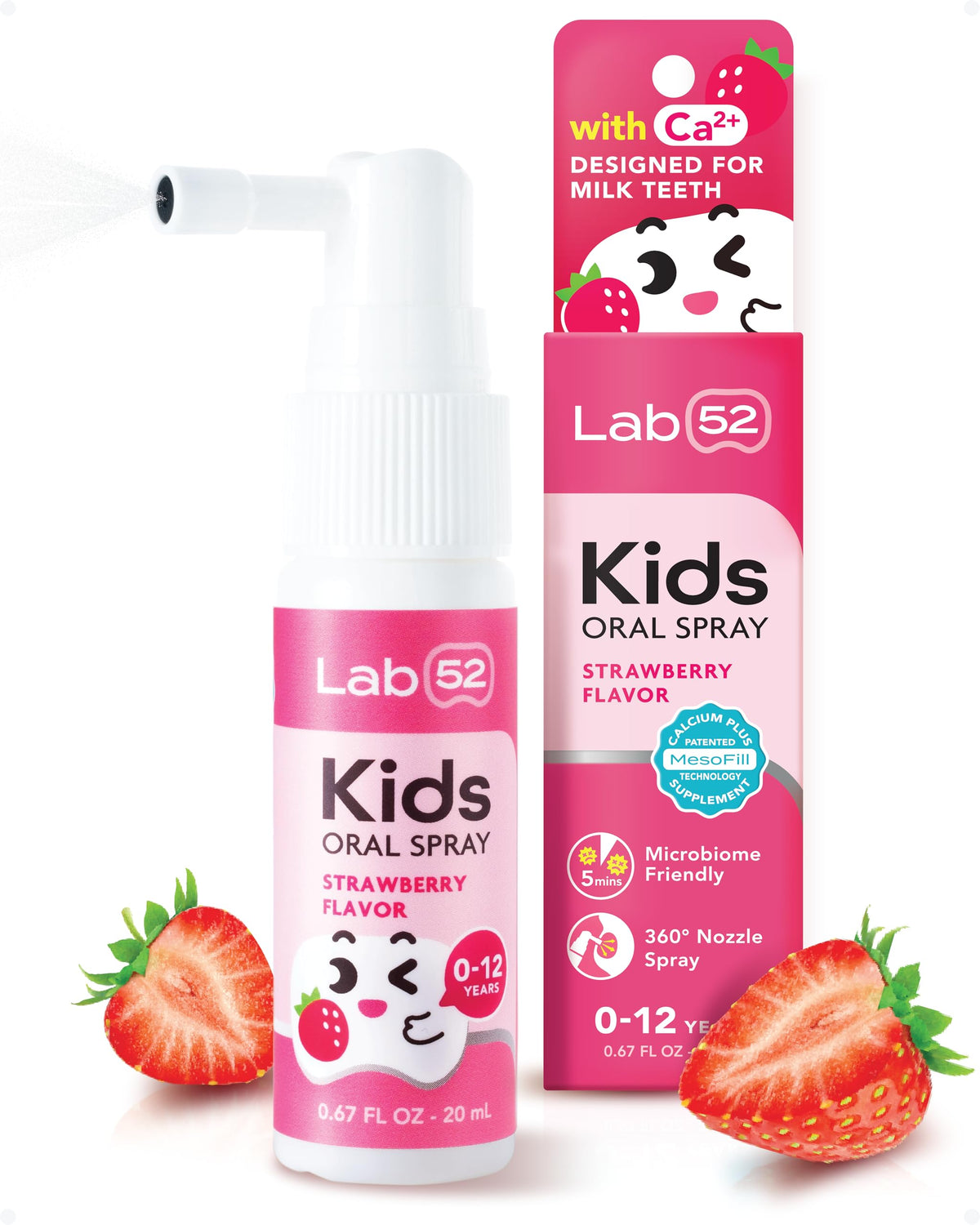 LAB52 Kids Oral Spray bottle front view – Strawberry flavor (20 mL)