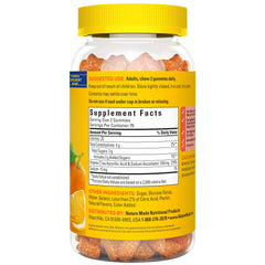 Close-up of the ingredient label on Vitamin C gummies package