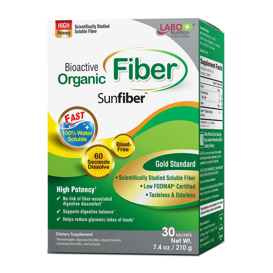 Packaging image of LABO Nutrition Bioactive Organic Fiber with Sunfiber PHGG sachets