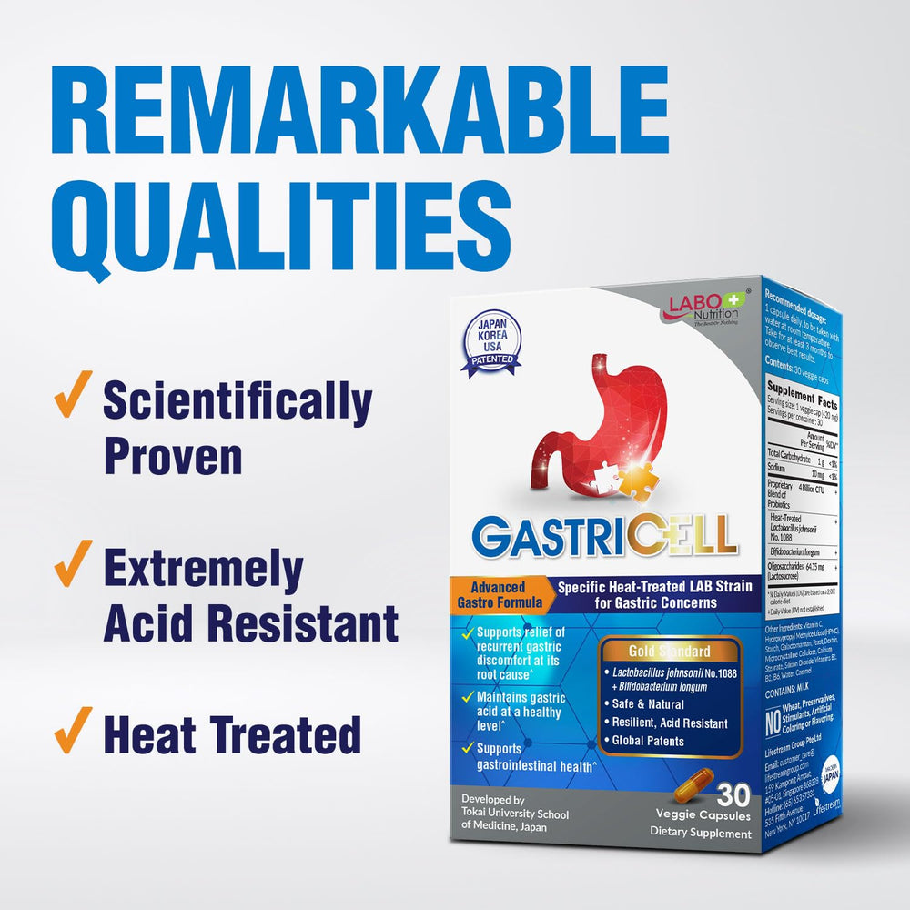 LABO Nutrition GASTRICELL made-in-japan badge signals trusted origin and purity.
