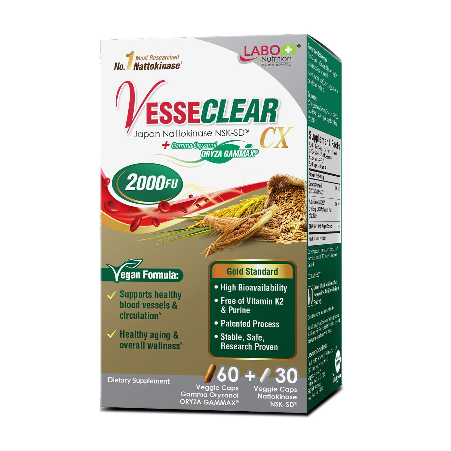 Hero shot of LABO Nutrition VesseCLEAR CX bottle