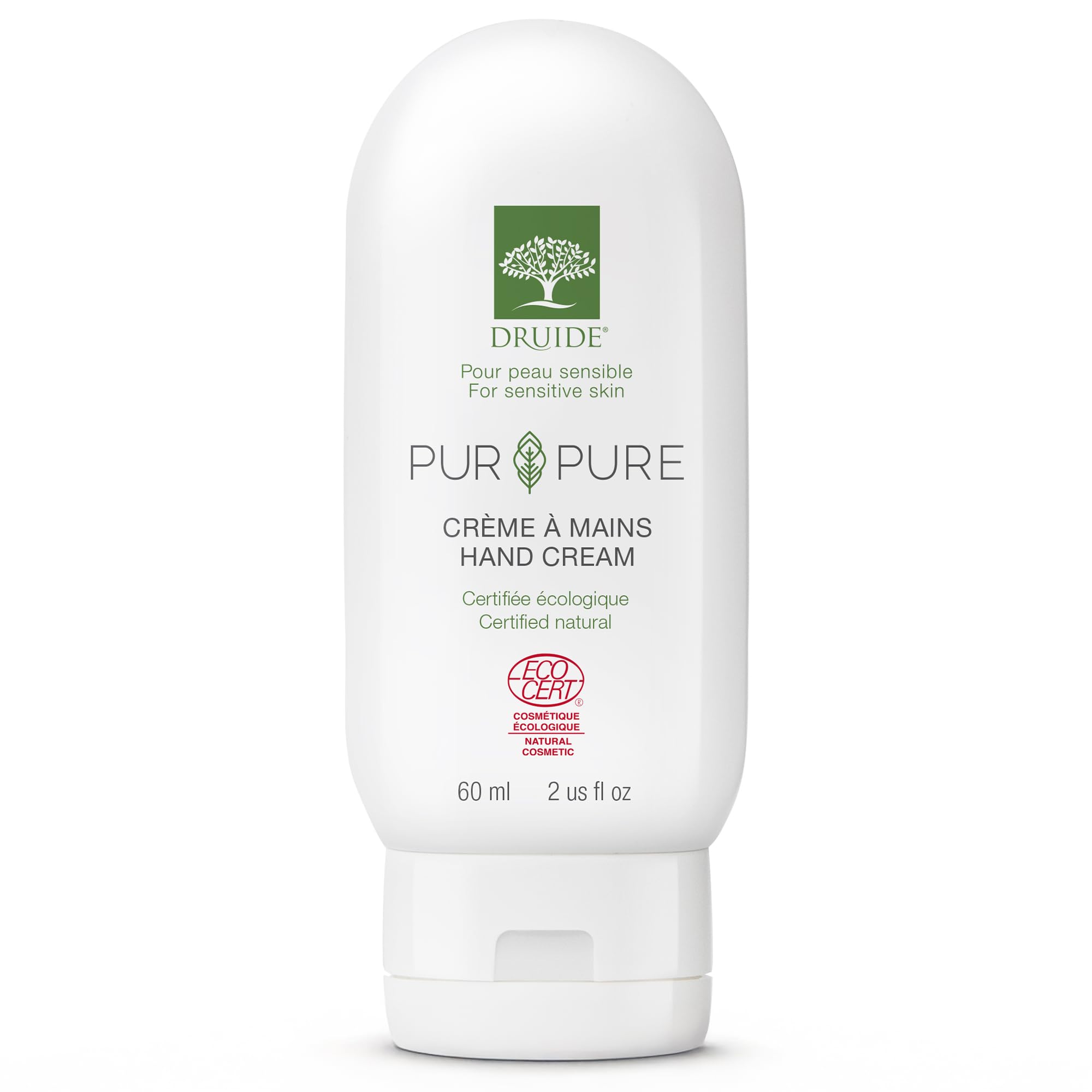 Laboratoires Druide Pur&Pure hand cream front bottle for fragrance-free sensitive skin.