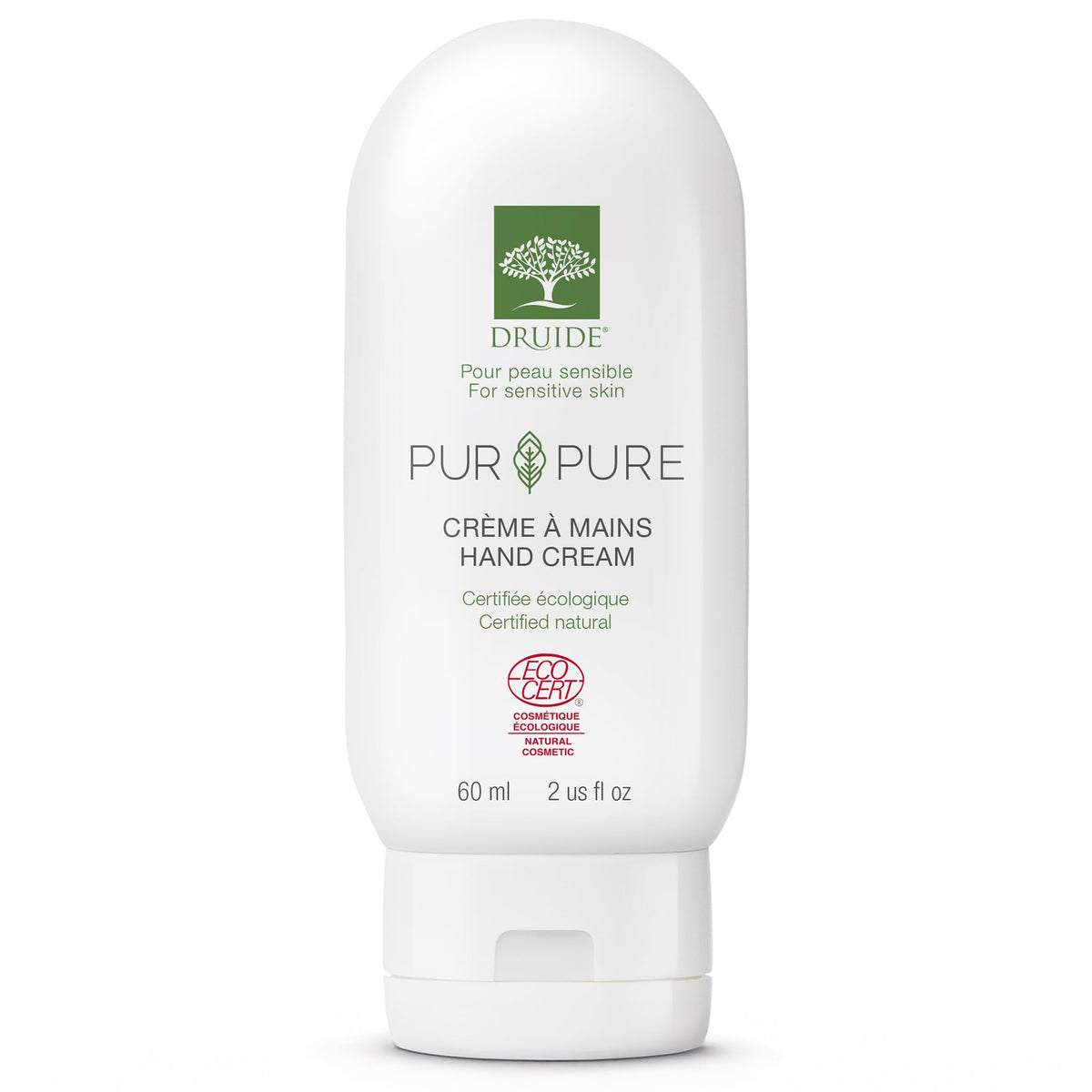 Laboratoires Druide Pur&Pure hand cream front bottle for fragrance-free sensitive skin.