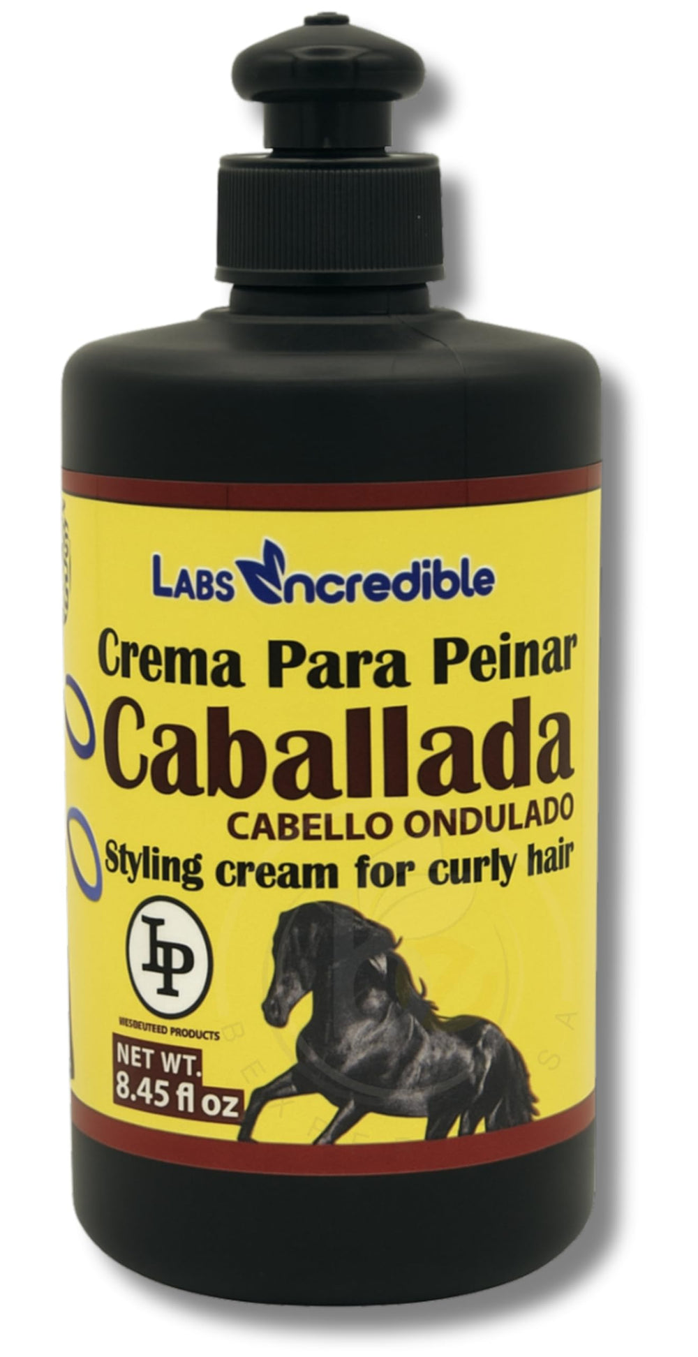 LABS INCREDIBLE La Caballada bottle pour enables quick, lightweight curl hydration.