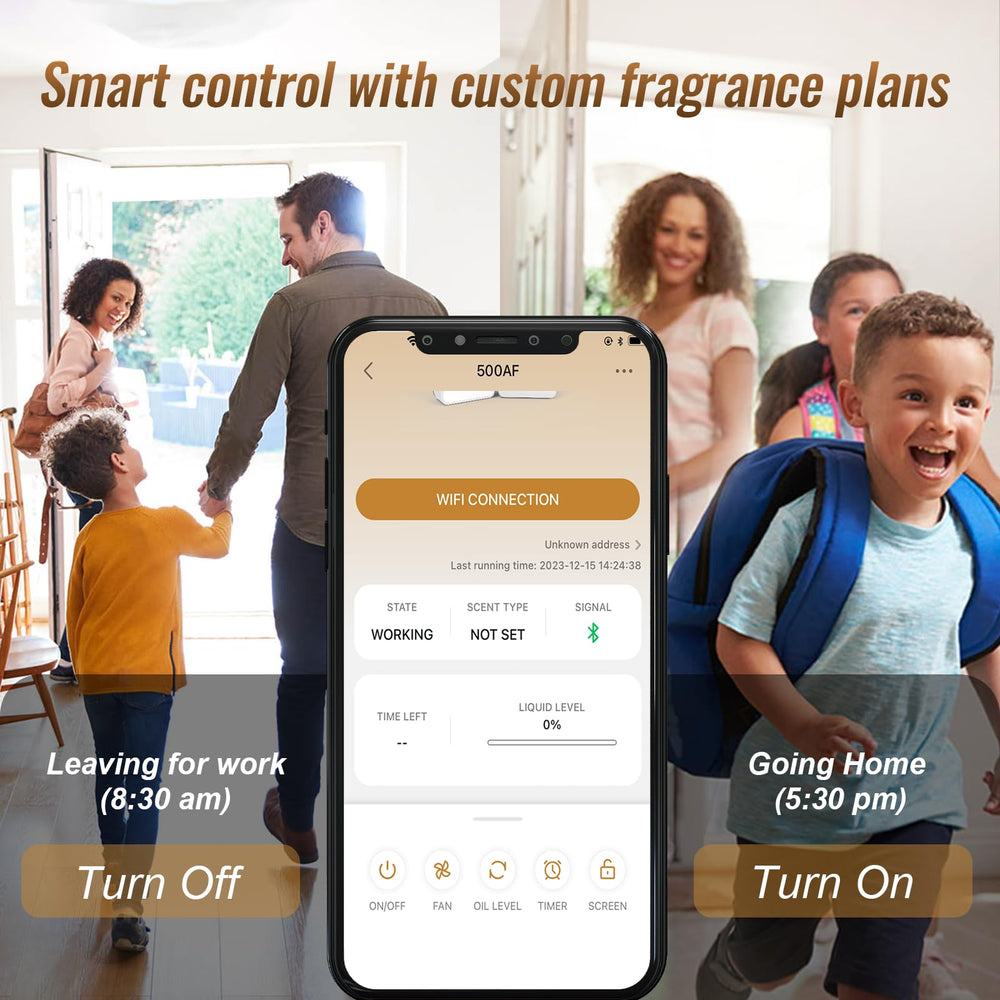 Lacidoll diffuser app control image with Bluetooth for convenient scheduling