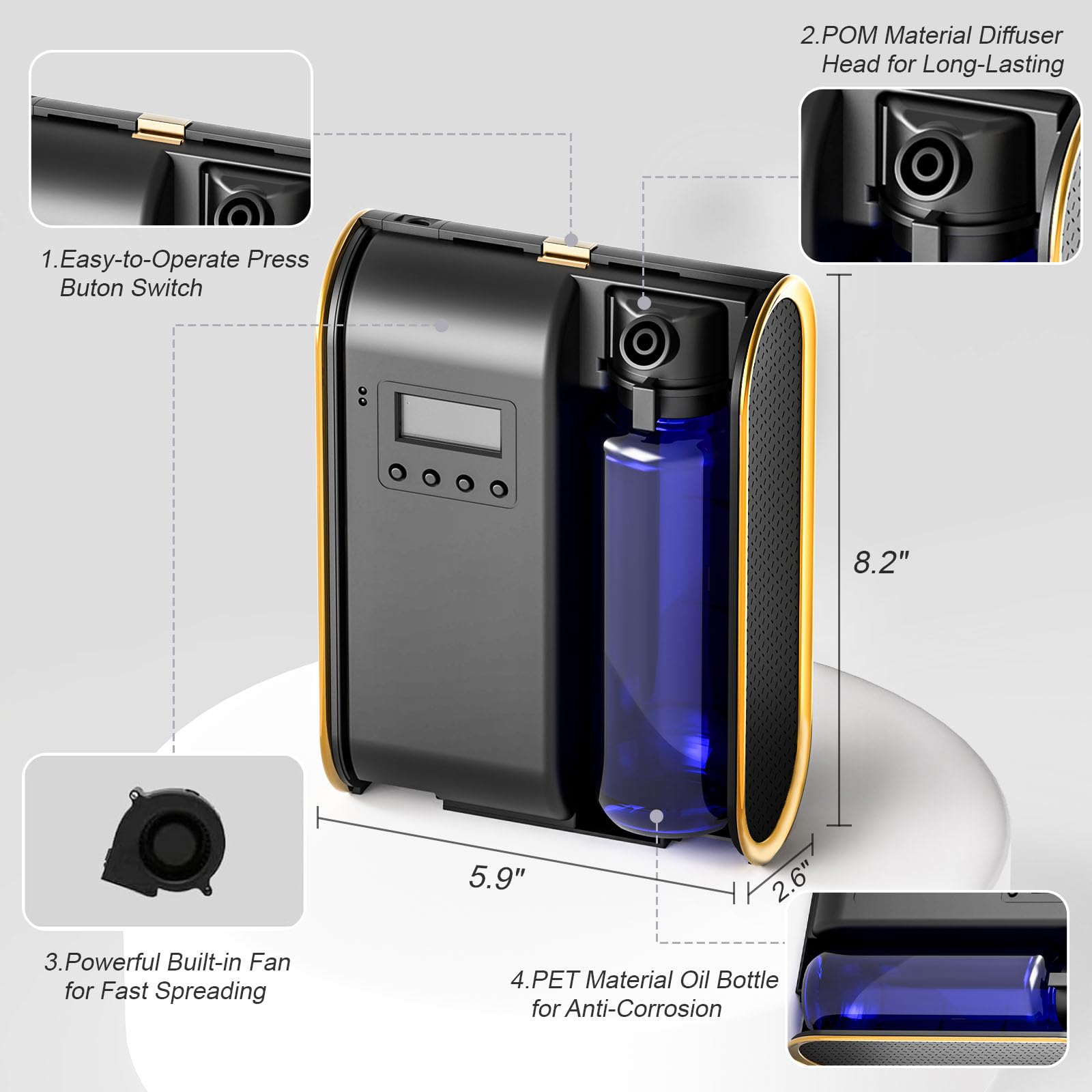Lacidoll diffuser safety and maintenance scene with replaceable atomizer core guidance