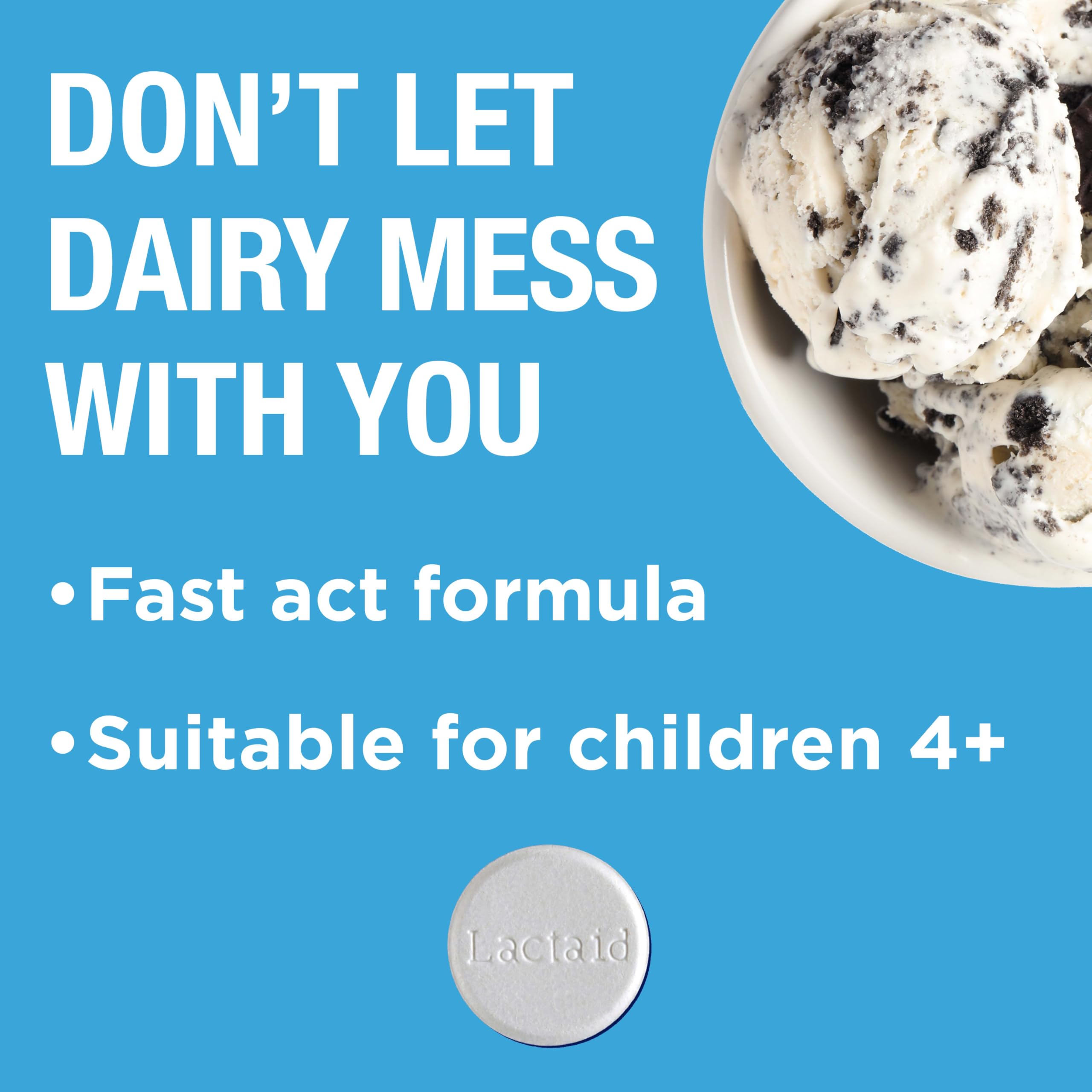 Lactaid Fast Act vanilla twist chewables close-up for fast dairy comfort.