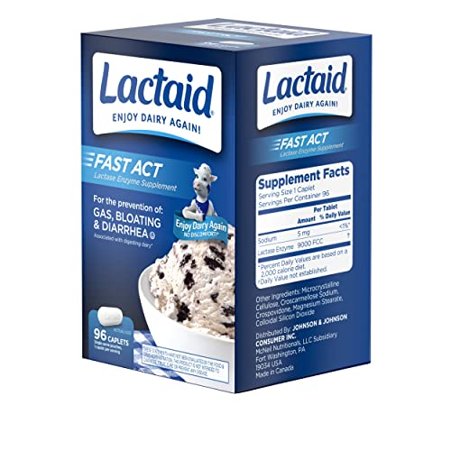 Lactaid Fast Act 9000 lactase image emphasizes potency for dairy consumption