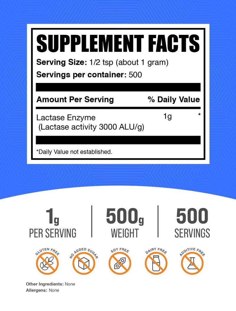 Digestive support graphic for lactase enzyme powder