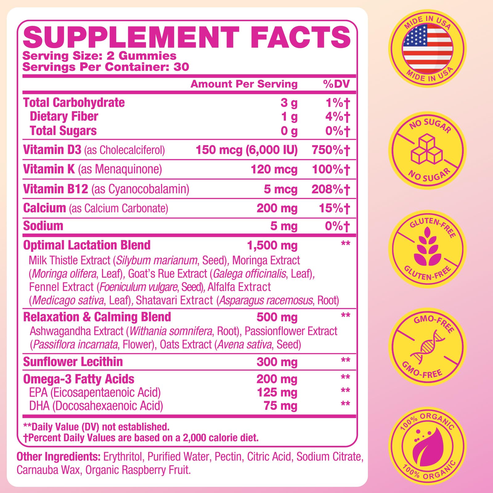 Lactation gummies front view 60 count