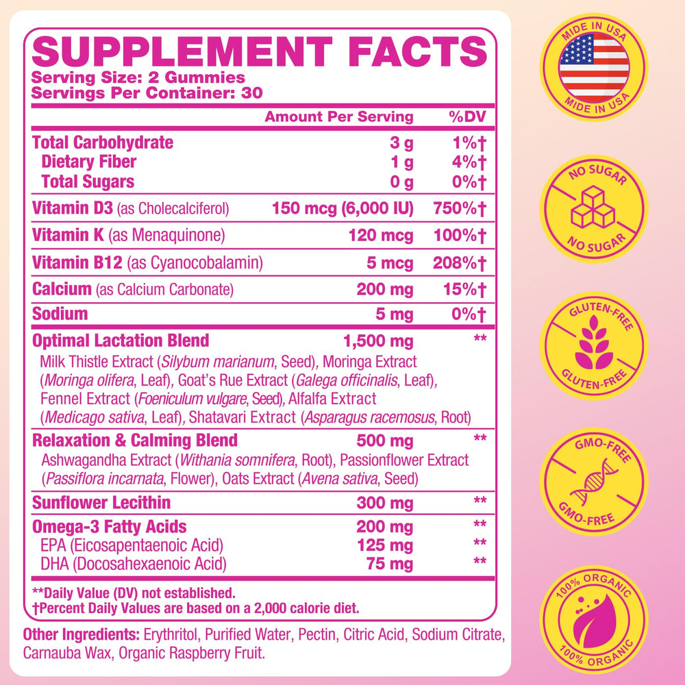 Lactation gummies front view 60 count