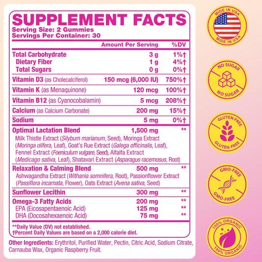Lactation gummies front view 60 count