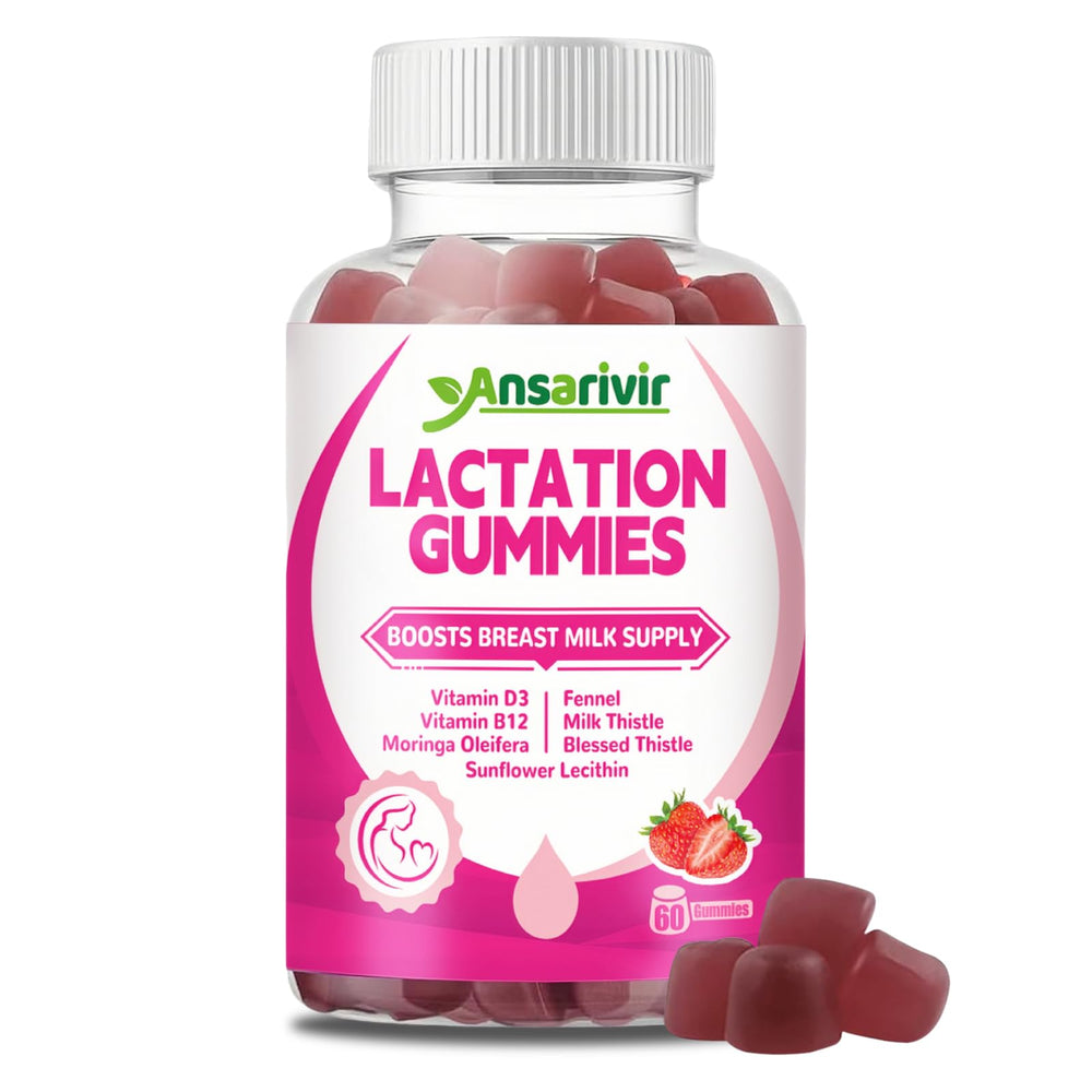 Lactation Gummies bottle with strawberry flavor label